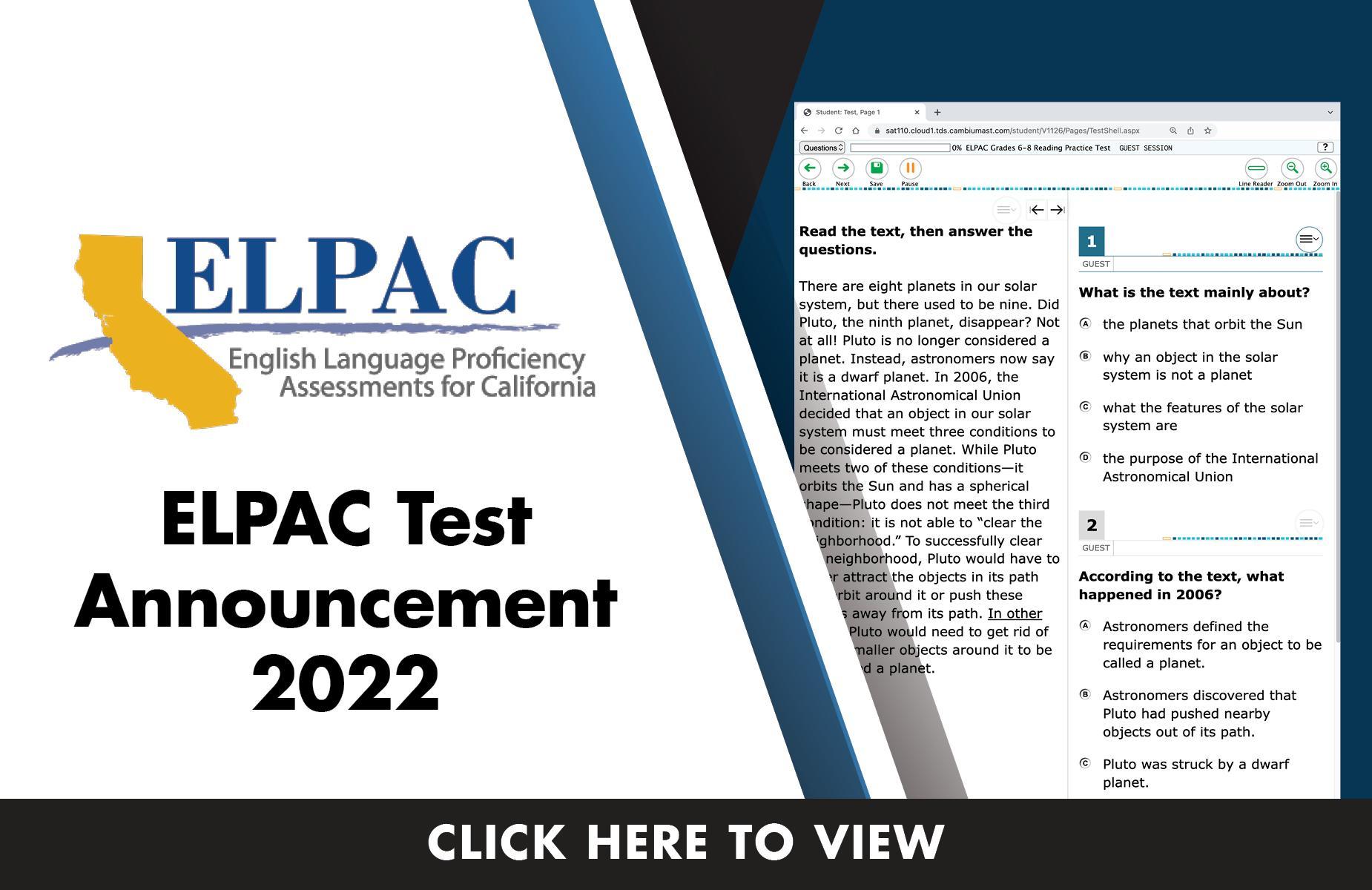 ELPAC Banner annuncement