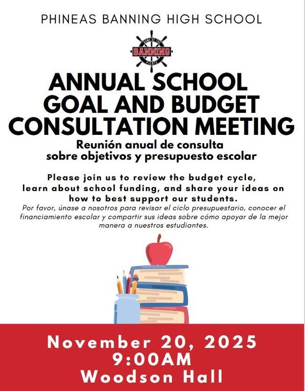 Annual School Goal and Budget Consultation Meeting - November 20, 2025 9am Woodson Hall Featured Photo