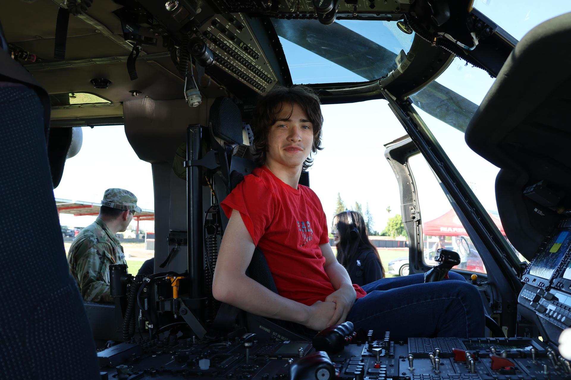 National Guard members speaking to students