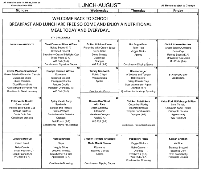 Lunch Menu August Featured Photo