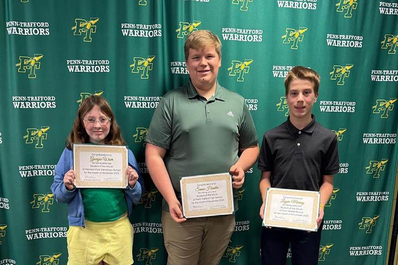 Students of the Month:  Georgia Wiser, Senan Hensler, and Logan Murray