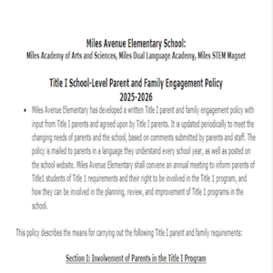 School Parent and Family Engagement Policy (English/Spanish)