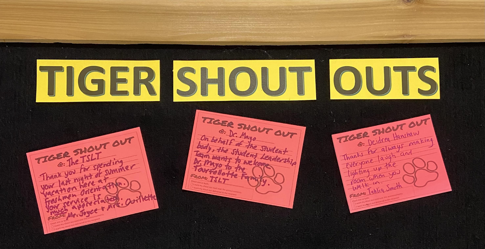 Tiger Shout-out Board