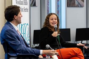 Clare Beams answers a question from Mr. McGuire