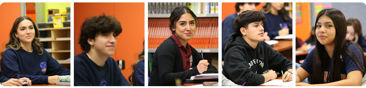 Collage of five individual student portraits