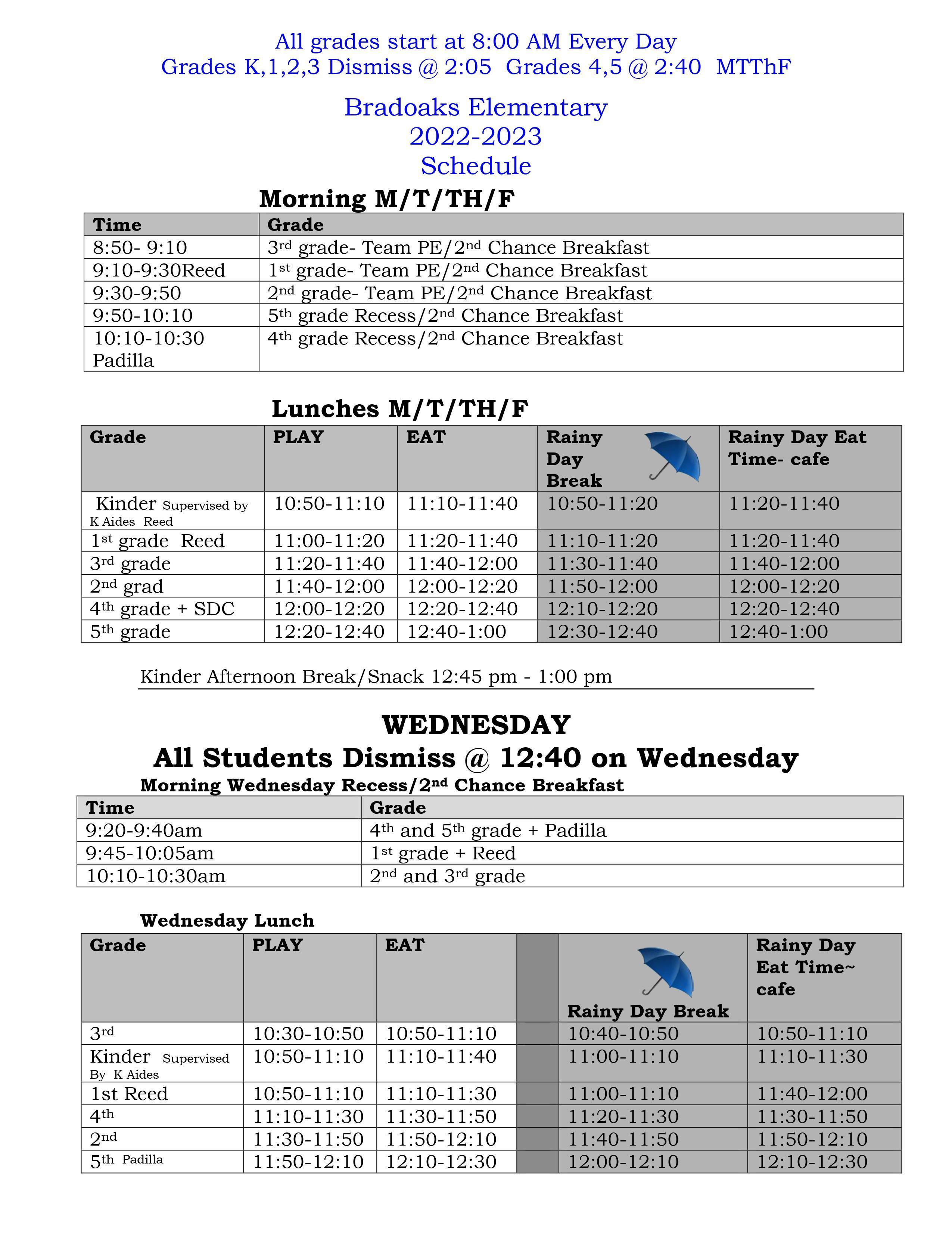 Daily Bell Schedules School Policies Bradoaks Elementary Science Daily Bell Schedules School Policies Bradoaks Elementary Science