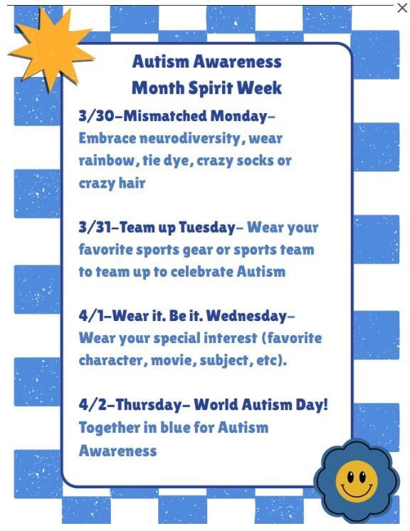 Information about dress attire for Autism Awareness Week