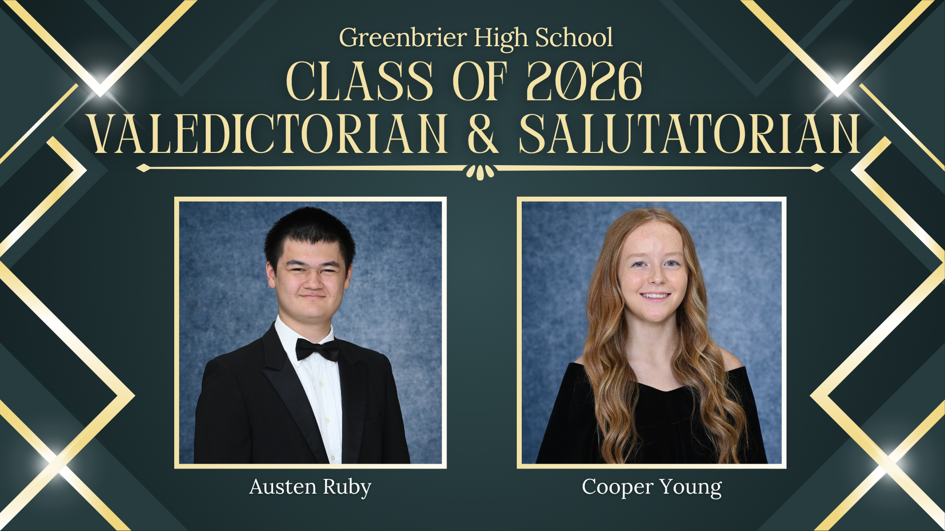 School announcement for Class of 2026 Valedictorian and Salutatorian.