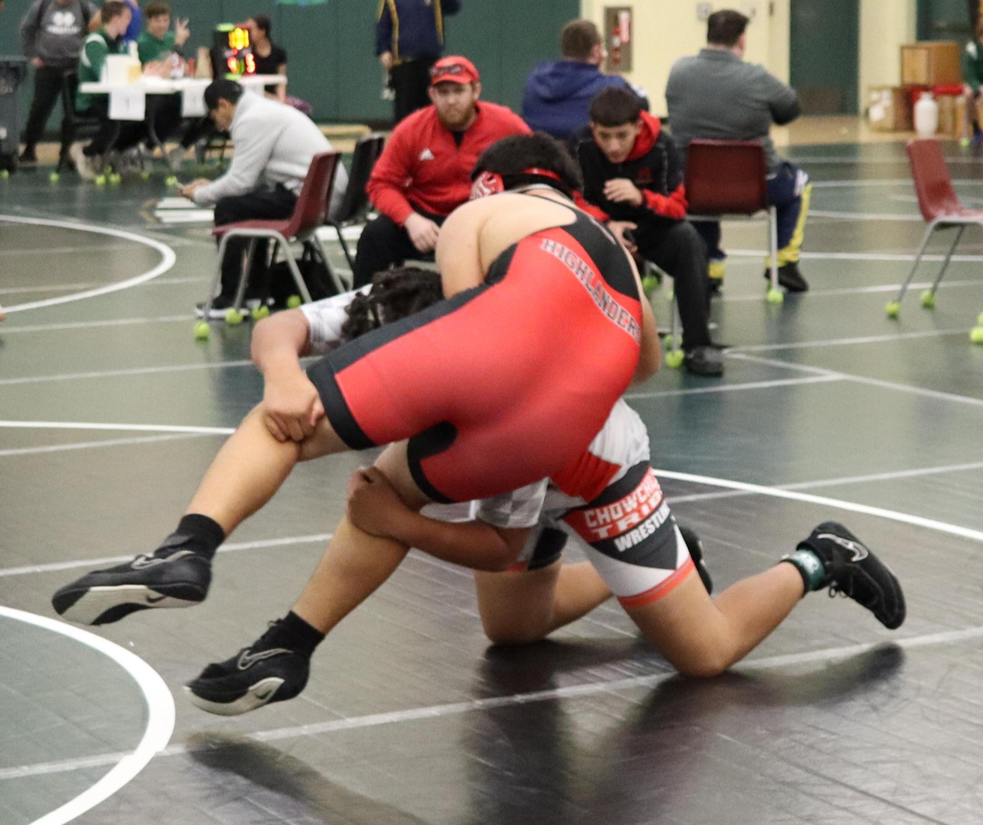 wrestlers in action at the Hawks invitational