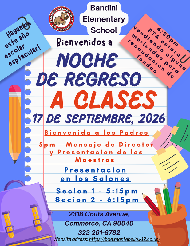 Back to School Night Flier.Spanish
