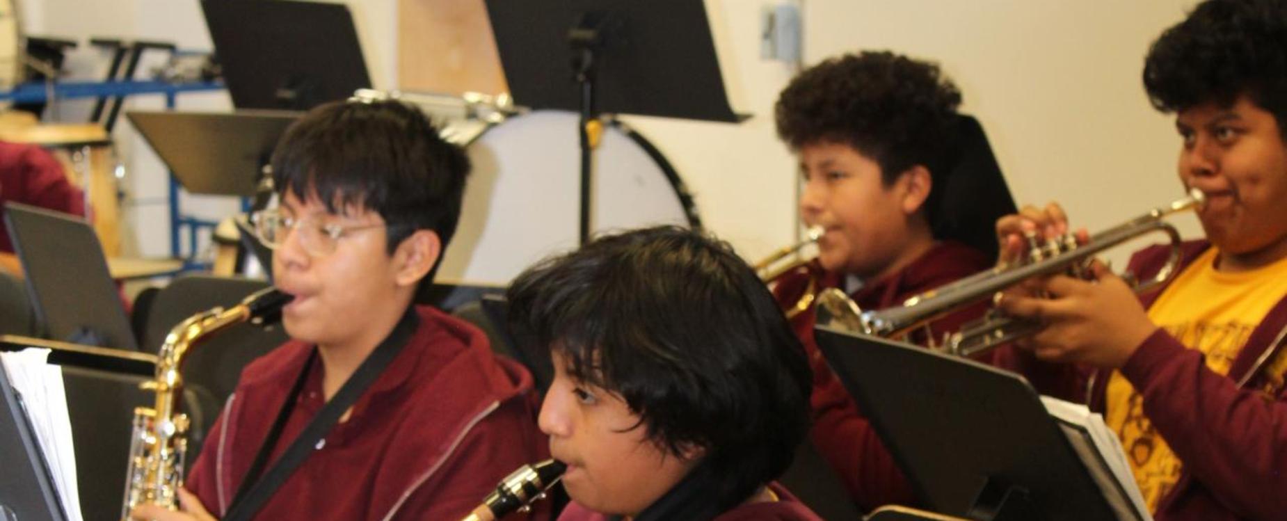 Band students practicing their instruments