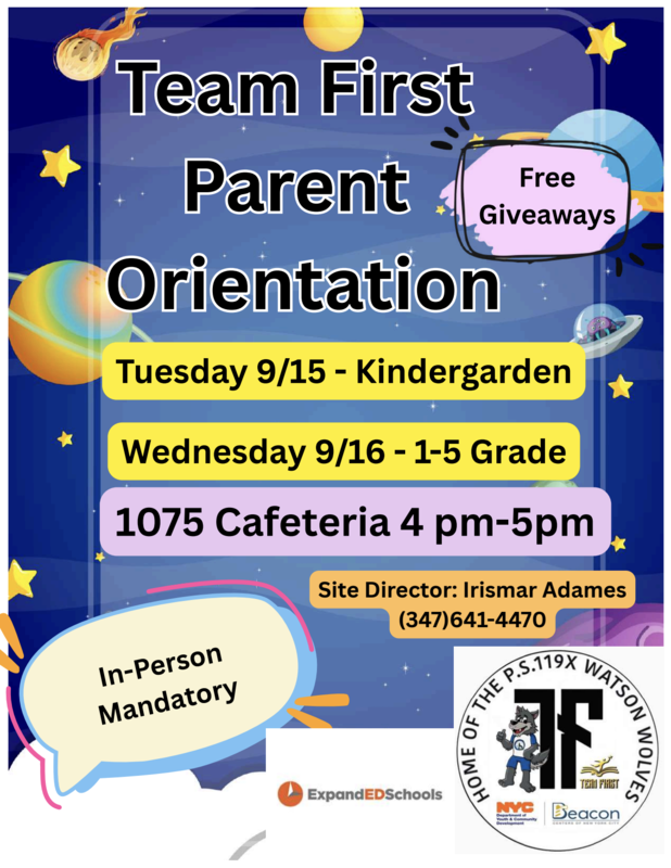 Team First Parent Orientation Flyer September 2026