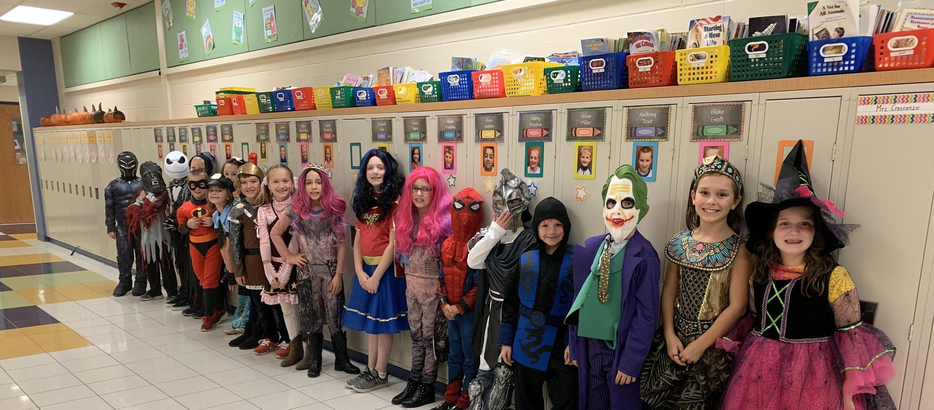 students dressed up for Halloween