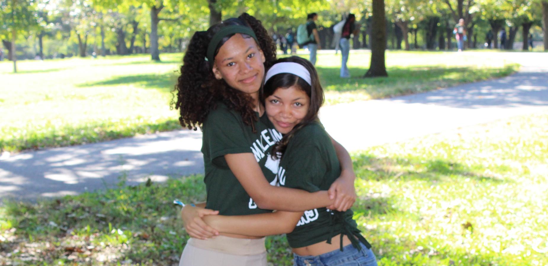 Students posing in the park