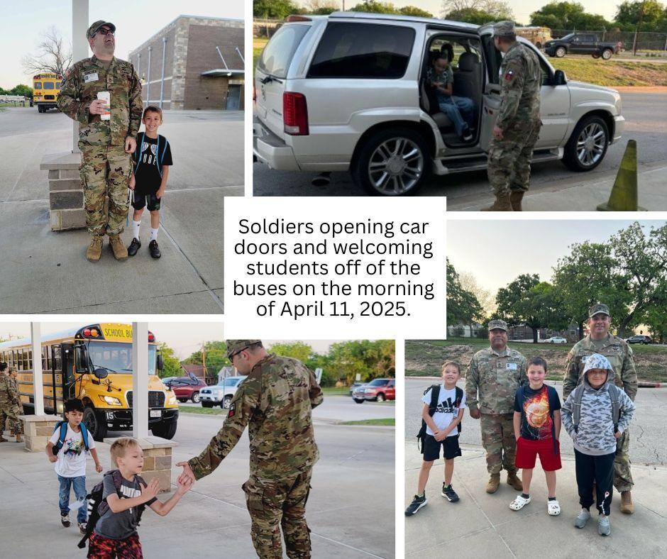 Greeting students at drop off
