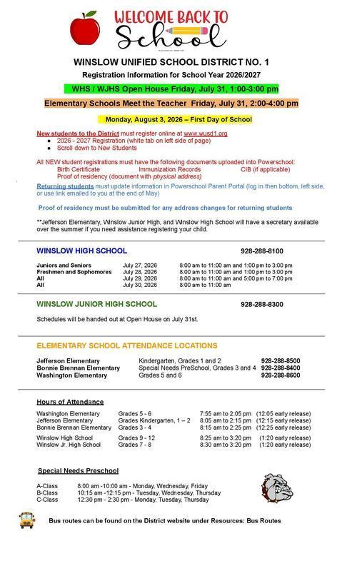 Information for the 2026/2027 school year Featured Photo