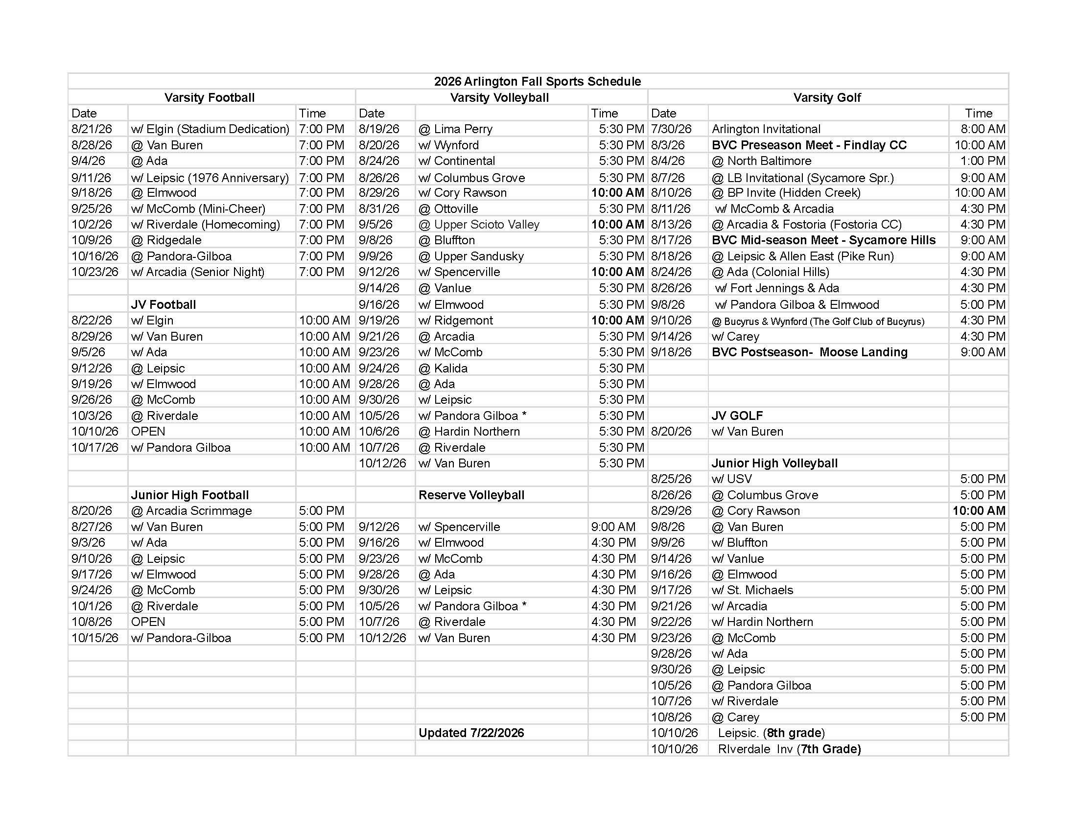 Fall Calendar 26