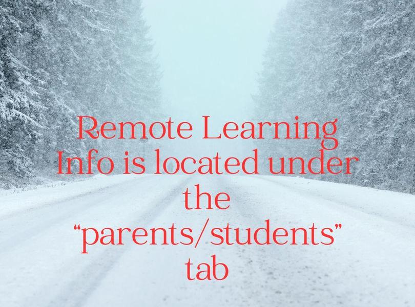 remote learning information is found under the parents/students tab