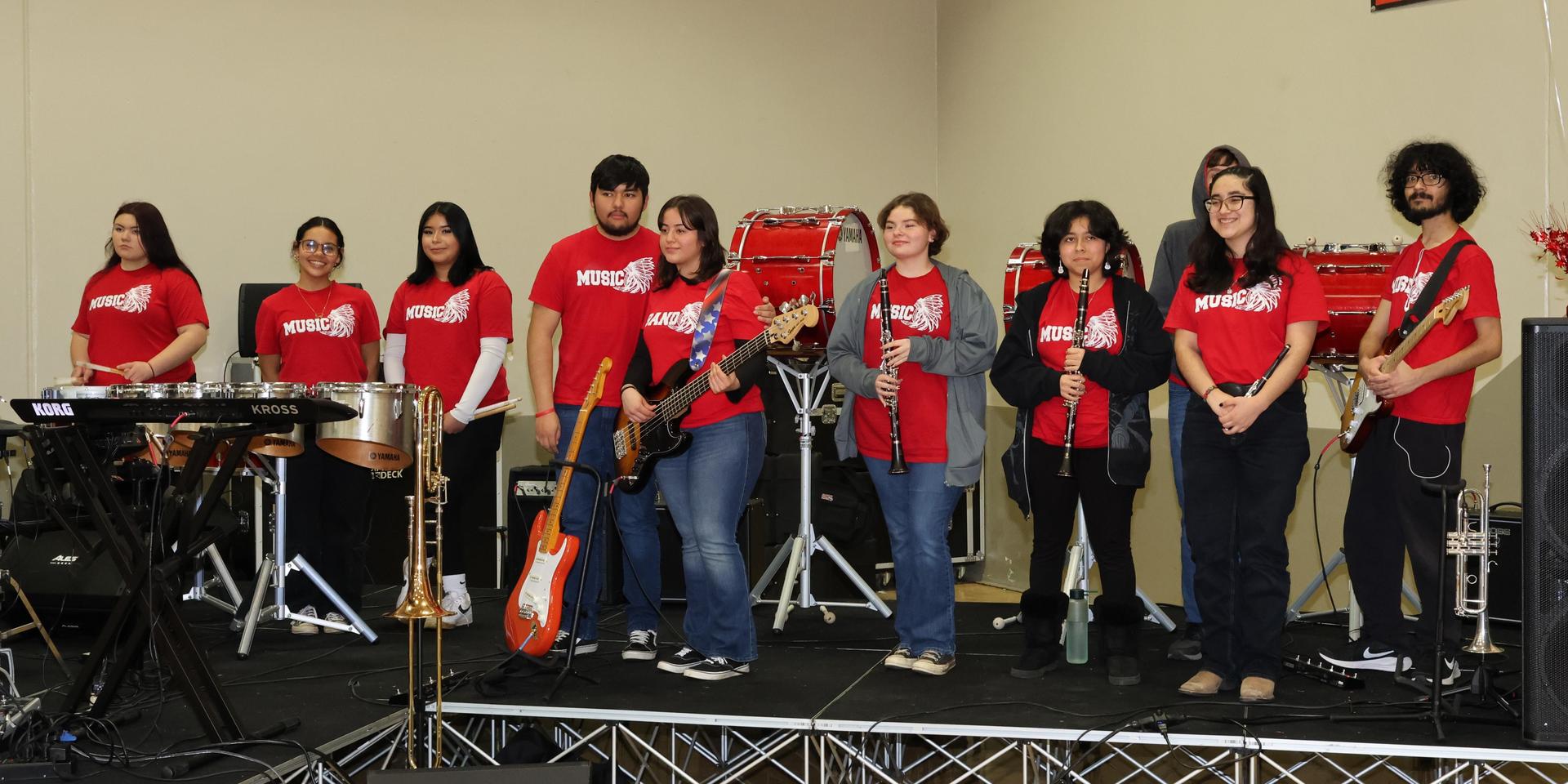 the band playing