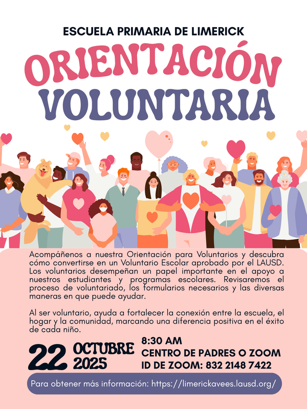 Volunteer Orientation flyer with people in Spanish