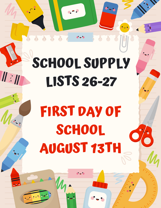 School Supply Lists for 2026-2027! Featured Photo