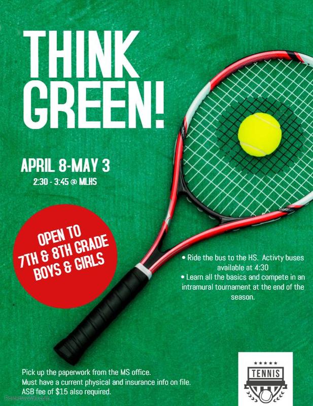 New Club! Tennis for 7th and 8th graders Thumbnail Image