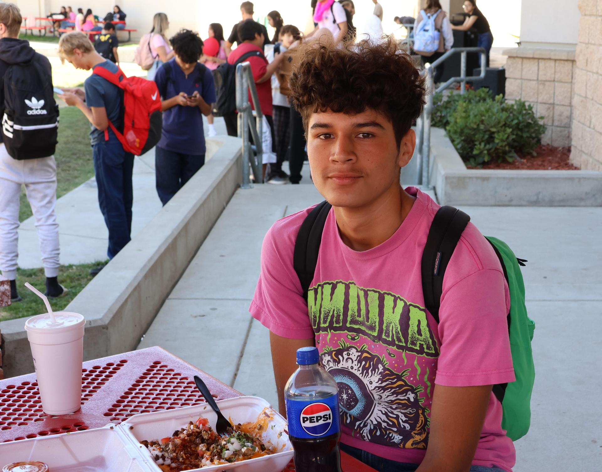 students dressed in pink to show school spirit