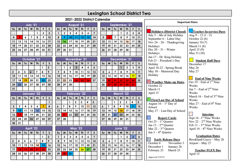 Lexington District 4 School Calendar 2022 2023 Academic Calendar 2022