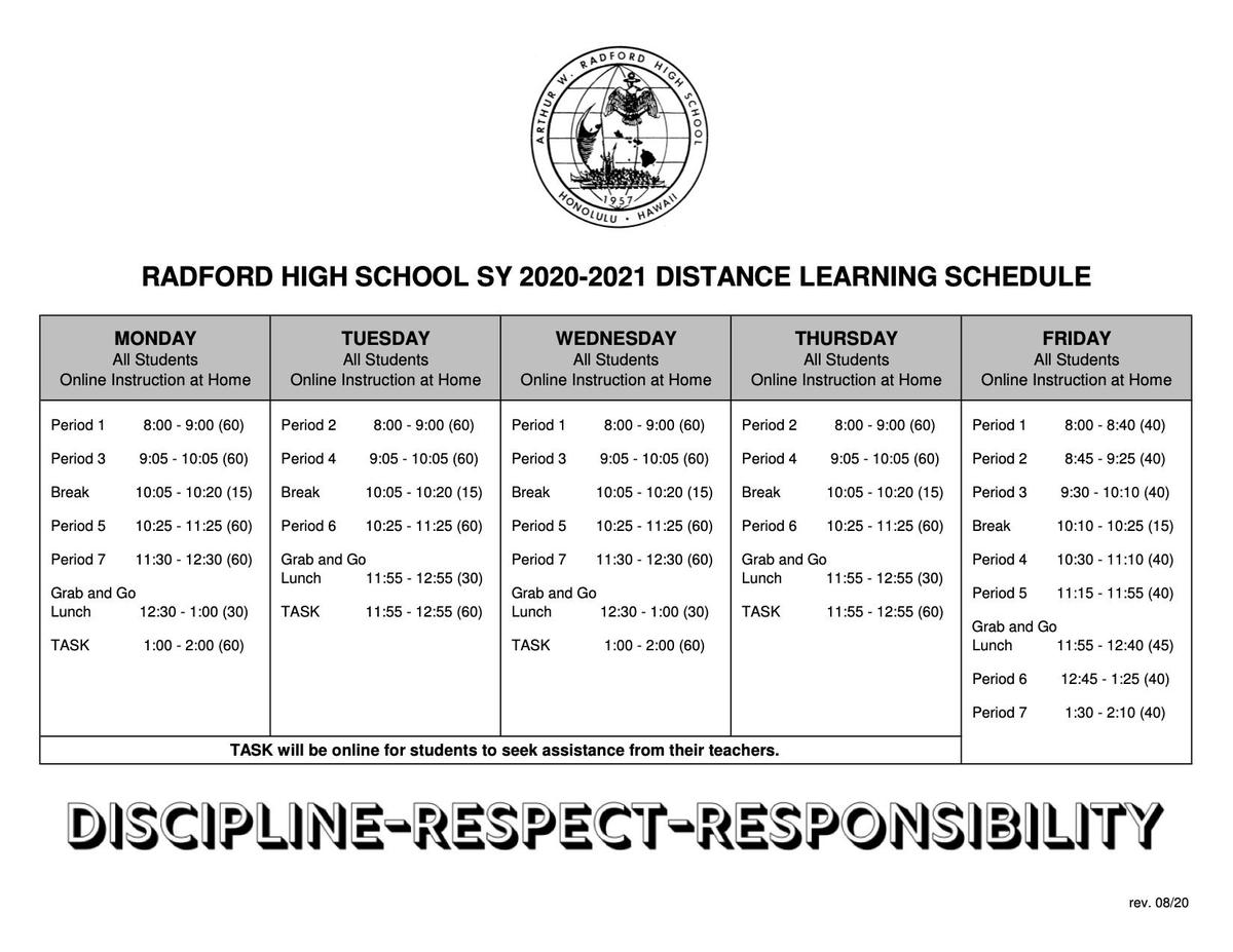 distance learning bell schedule