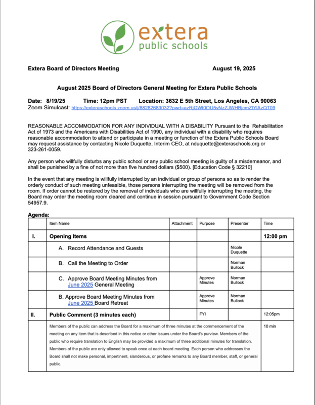 Board Meeting/ Junta Ejecutiva 8/19/25 Featured Photo