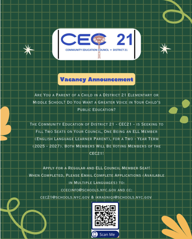 stars showing a vacancy for CEC 21 position