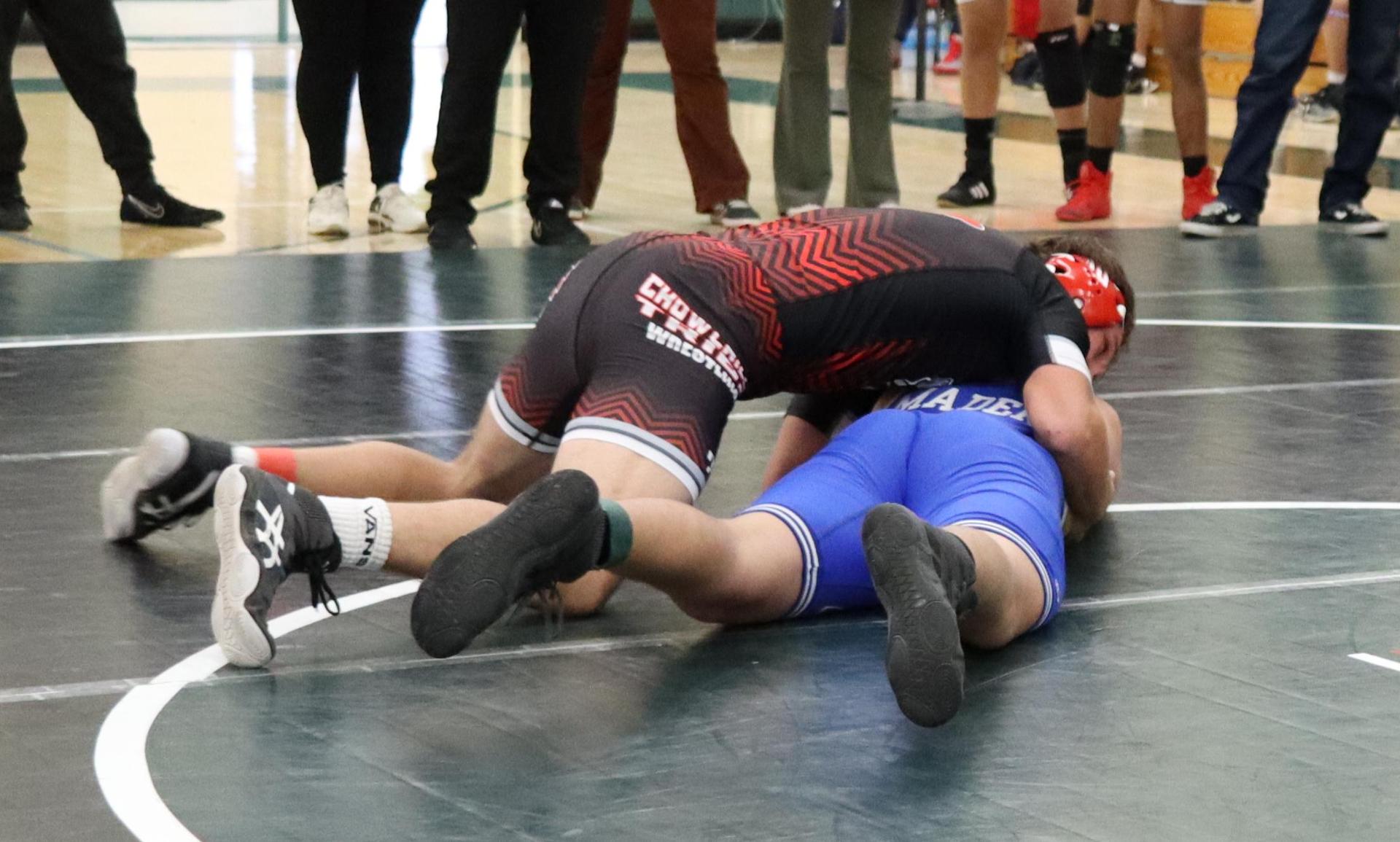 wrestlers in action at the Hawks invitational