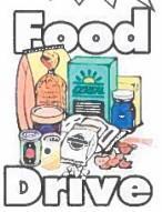 Food Drive advertisement with various food drive items