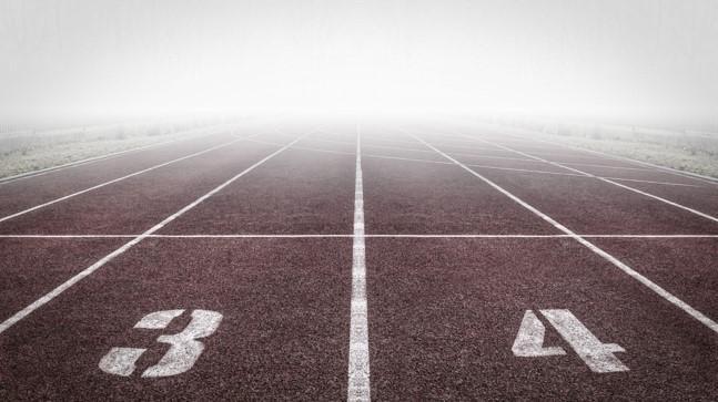 fog covered track field