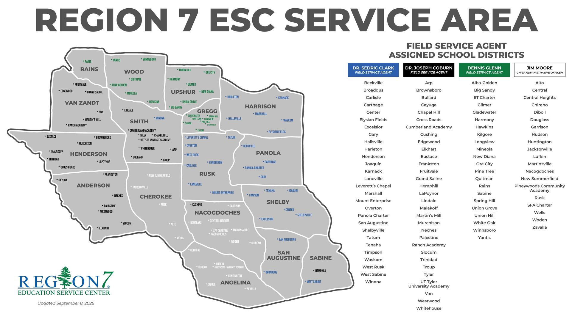 Region 7 ESC Field Service Agent Map