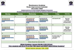 December Tutoring Schedule