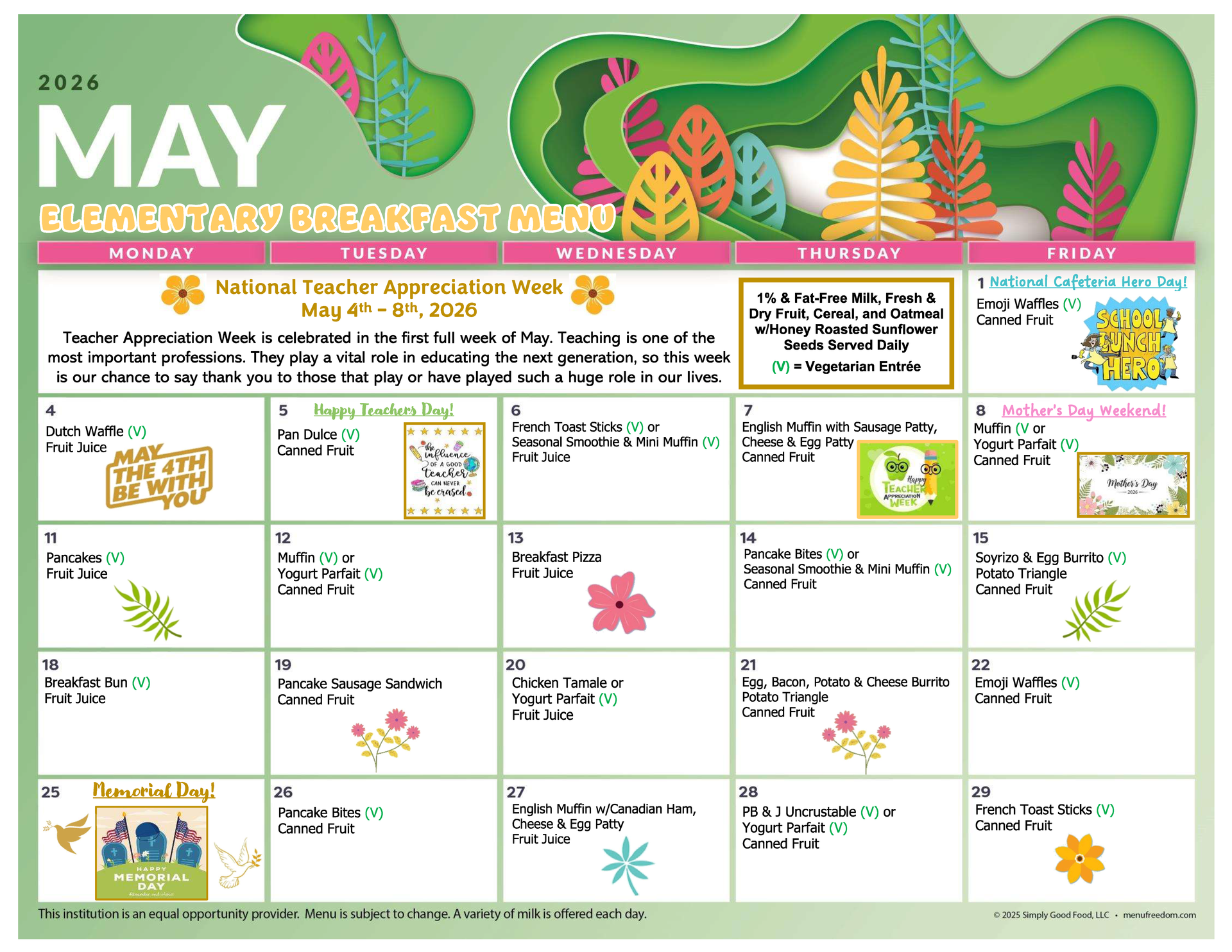 Elementary Breakfast Menu (click to view)