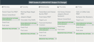 Breakfast for the Week! ¡Menú de desayuno  para la semana!