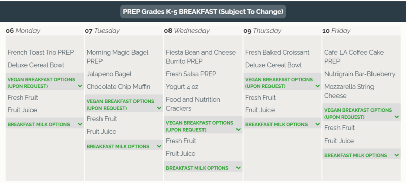 Breakfast for the week / ¡Menú de desayuno para la semana!