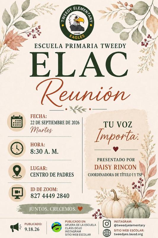 Junta de ELAC el martes
