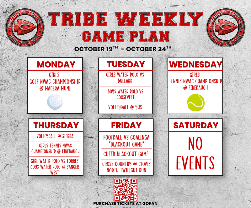 Tribe Weekly Sports Schedule