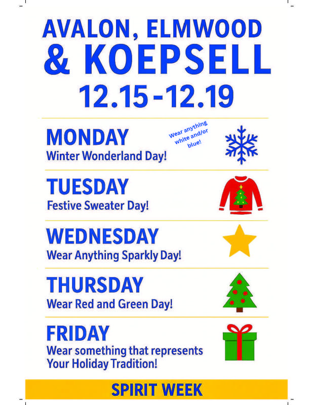 Spirit Week 12/15 - 12/19