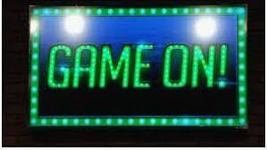 the word GAME ON in bright green with black background