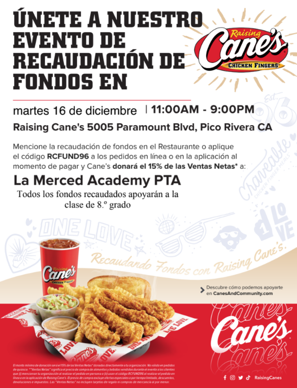 Raising Cane's Flyer in Spanish
