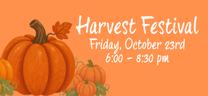 Pumpkin and Harvest Festival words on orange
