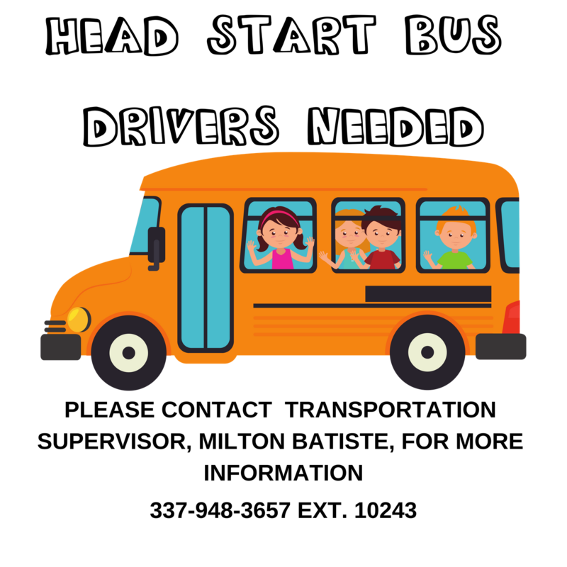 BUS DRIVERS NEEDED FOR HEAD START