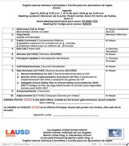 2025-2026 ELAC Agenda
