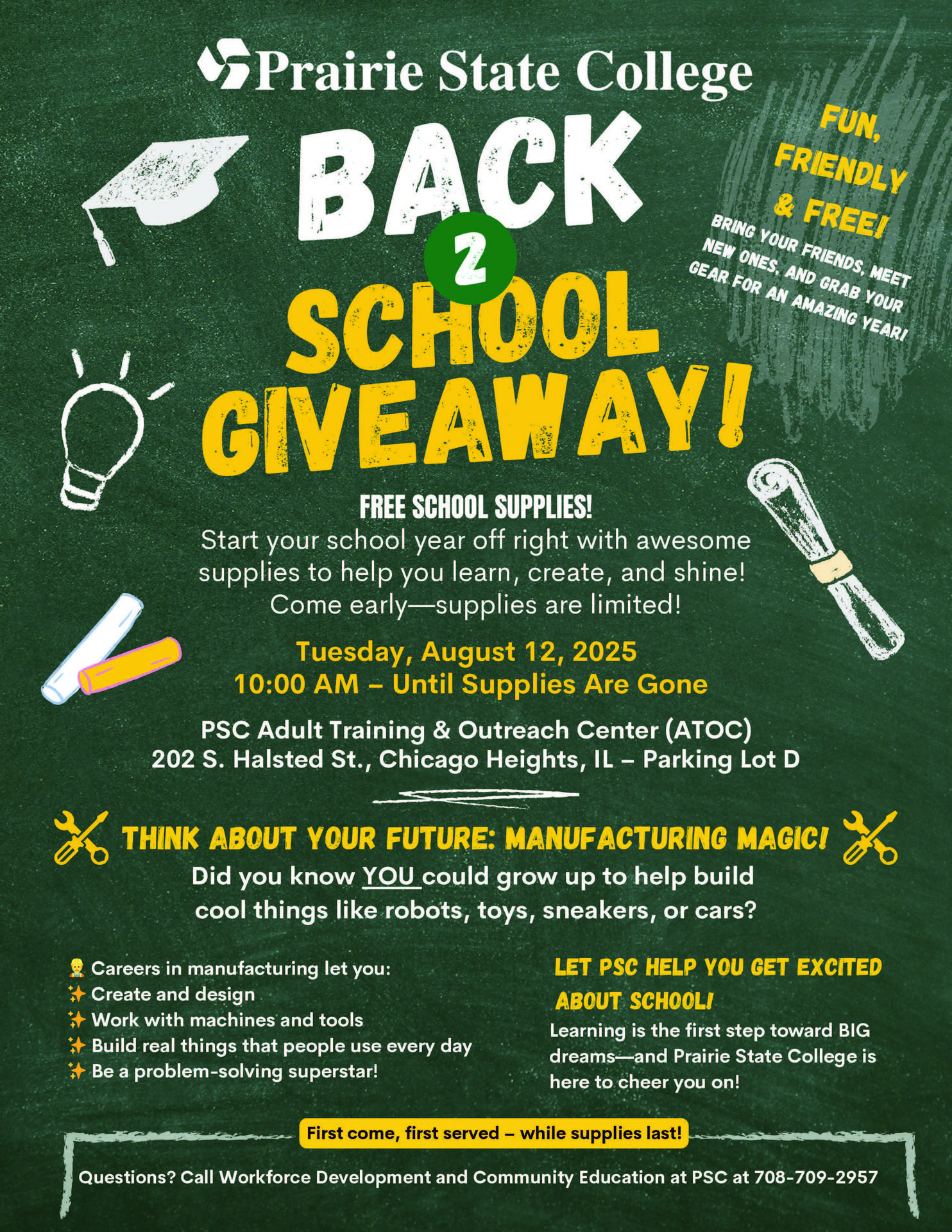 Prairie State College school supply giveaway Aug. 12