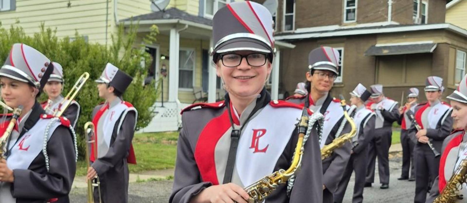 Purchase Line Marching Band at a parade.