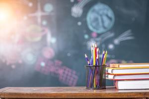 chalk board and pencils